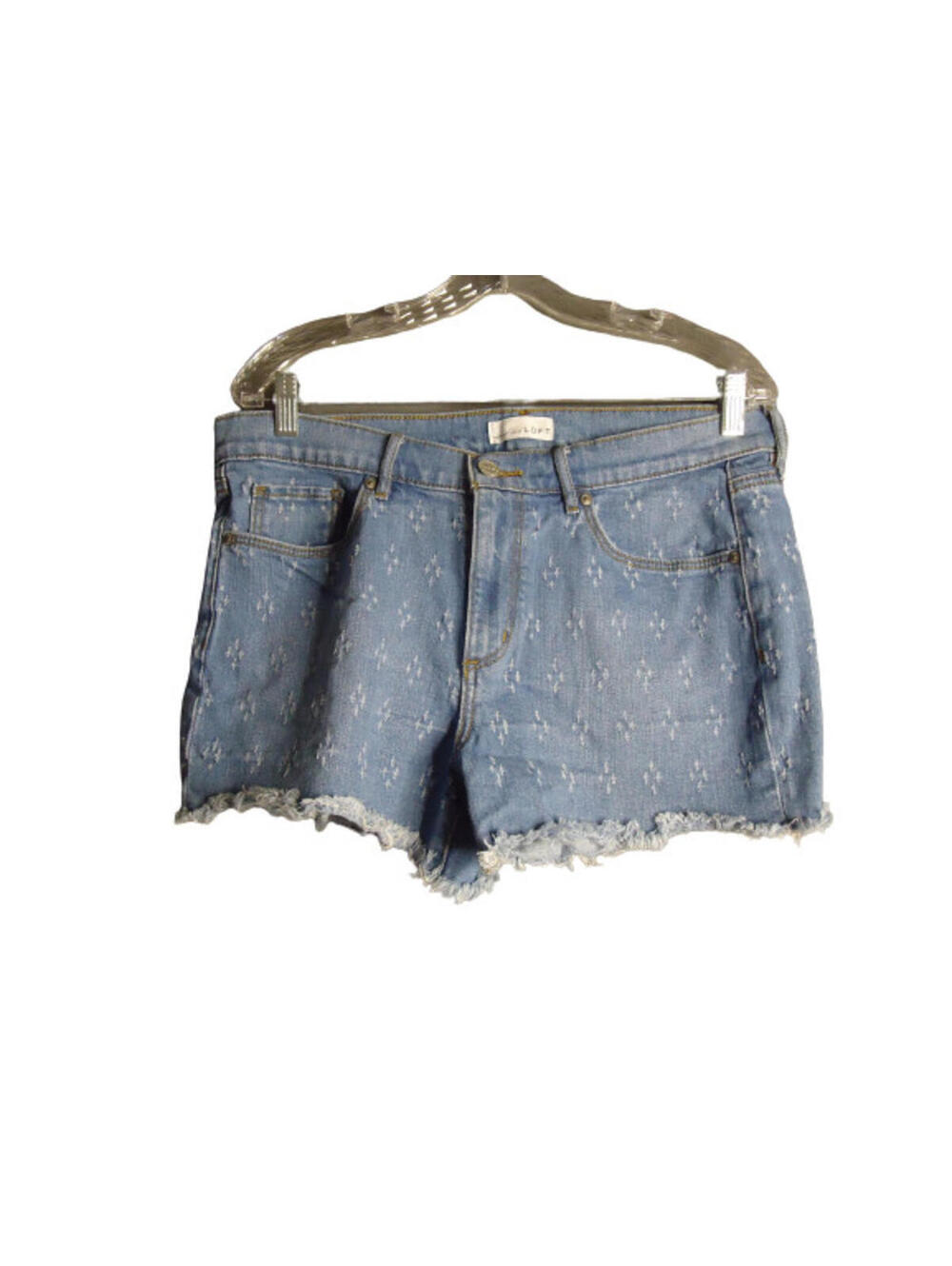Ann Taylor Loft Cut Off Shorts Geometric Pattern Distressed Raw Hem 10 W30